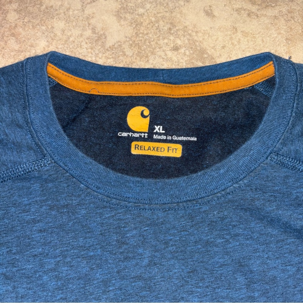 Carhartt Men's Heather Blue Force Short Sleeve Relaxed Fit Tee - Picture 2 of 6
